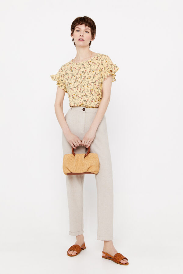 Cortefiel Camiseta volante Amarillo