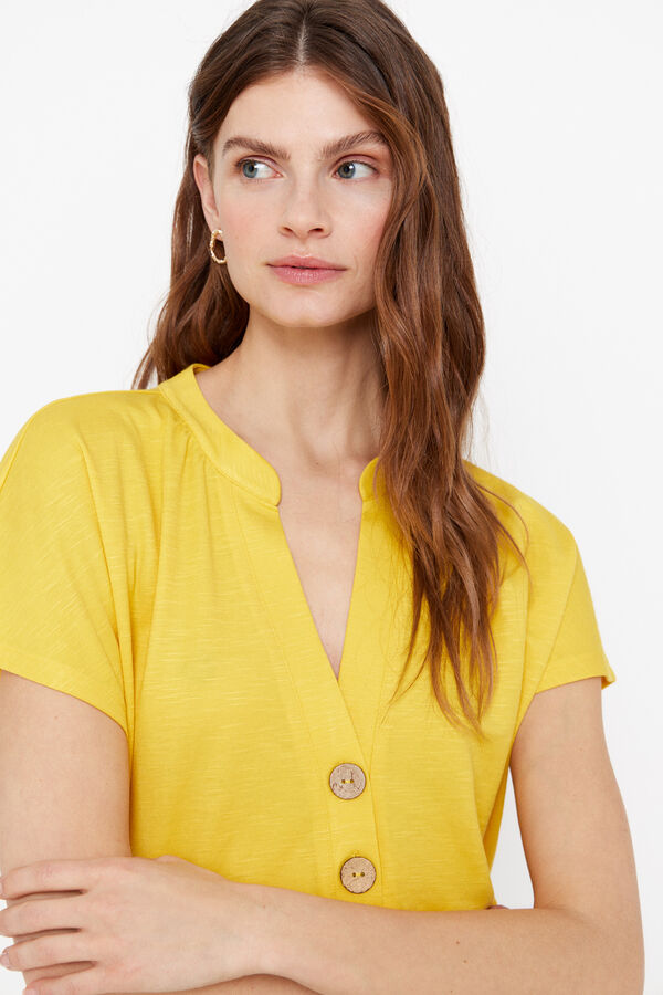 Cortefiel Blusa manga ca&iacute;da Amarillo
