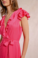 Molly Bracken Vestido longo com manga curta e babados Subiu