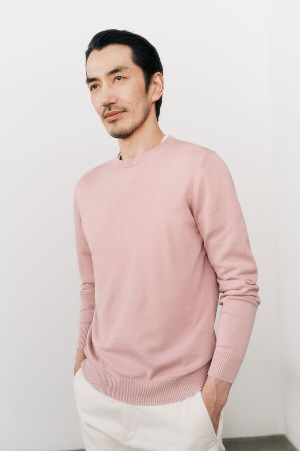 OOTO Jersey cuello redondo algodón lavado Rosa