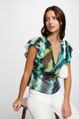 Morgan Top manga corta estampado Estampado azul