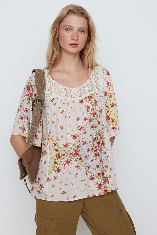 Slowlove Blusa combinada estampado patchwork Multicolor