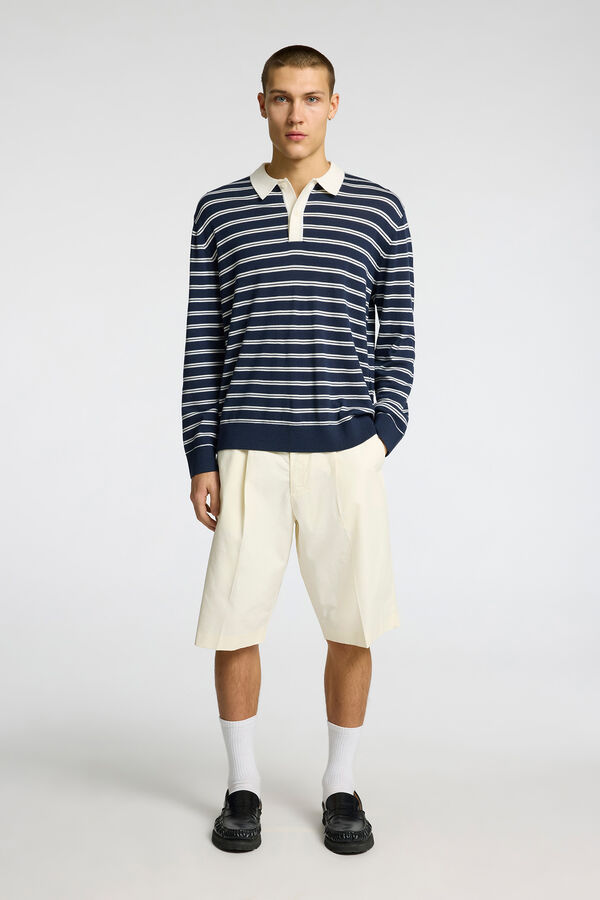 Selected Polo rugby 100% lana merino Azul