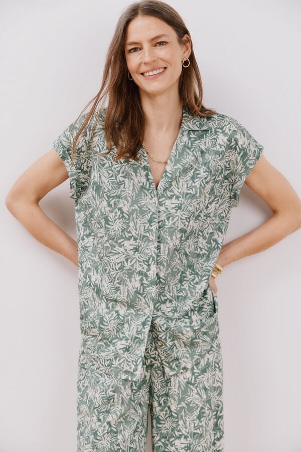 Cortefiel Polo piqu&eacute; el&aacute;stico Estampado verde