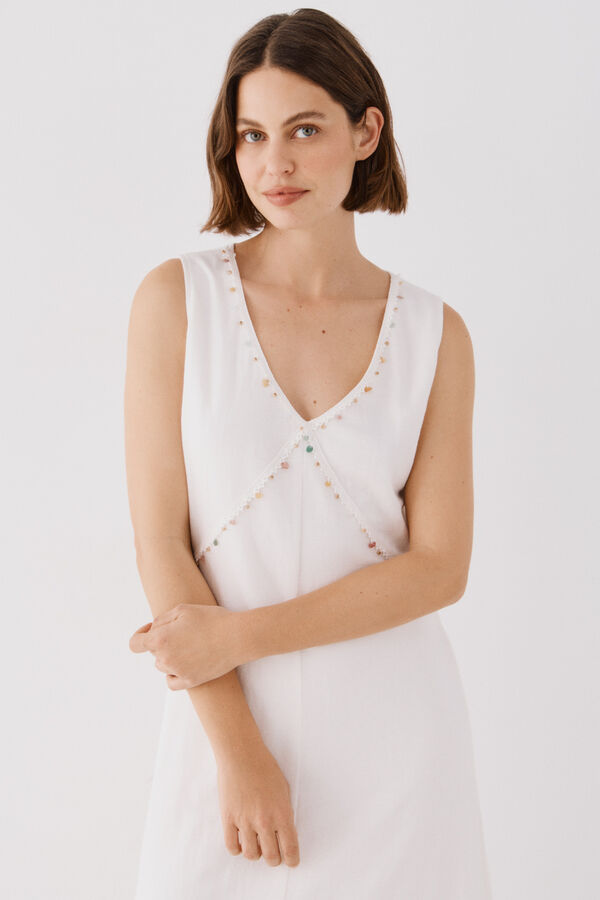 Cortefiel Vestido pedrer&iacute;a Blanco