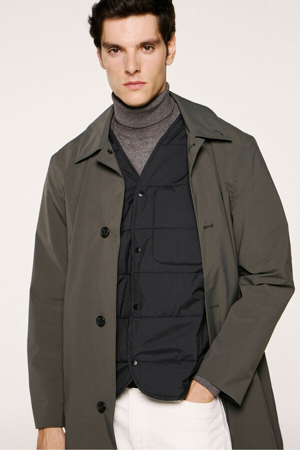 Selected Abrigo t&eacute;cnico resistente al agua con chaleco desmontable Gris oscuro