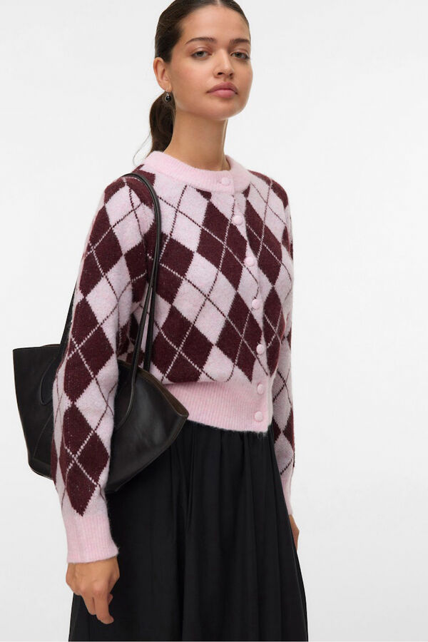 Vero Moda C&aacute;rdigan estampado rombos Rosa