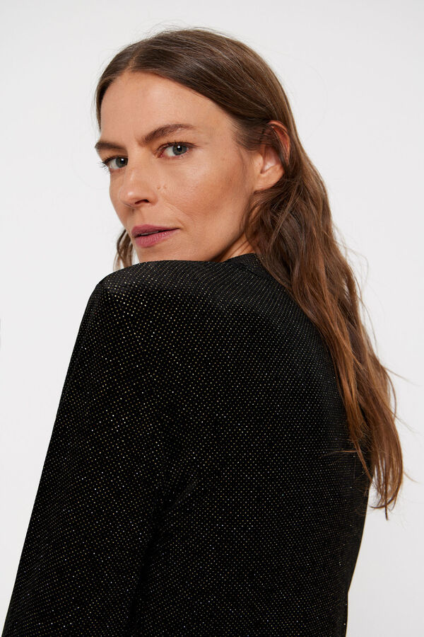 Cortefiel Vestido veludo com brilho Preto