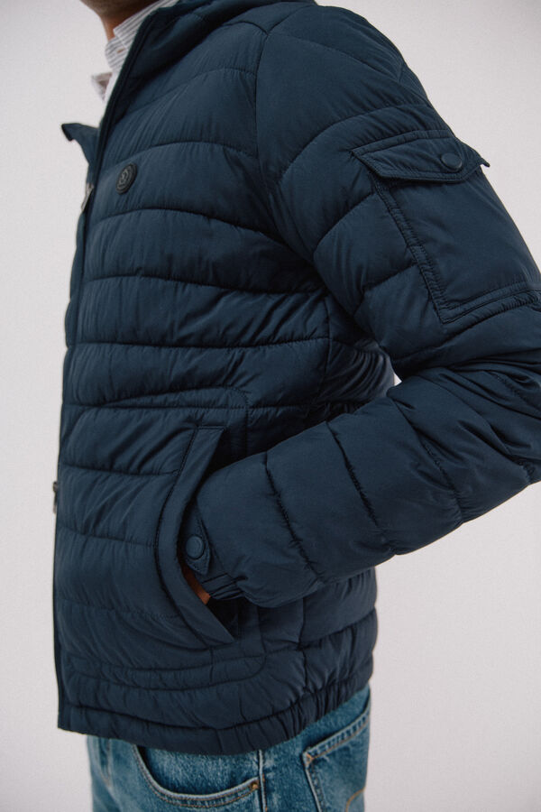 Cortefiel Jaqueta acolchoada ultraleve com capuz Azul