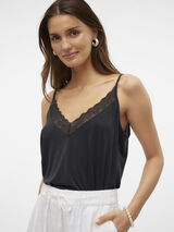 Vero Moda Top de al&ccedil;as decote bico  Preto