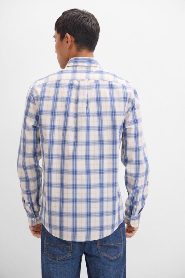 Cortefiel Camisa xadrez melange Azul