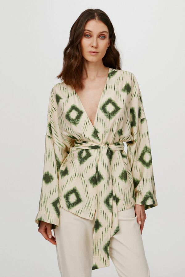 Object Blusa - Kimono estampado Gris