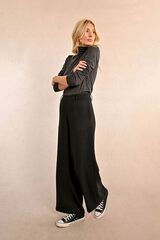 Molly Bracken Pantal&oacute;n de mujer tobillero perneras anchas Negro