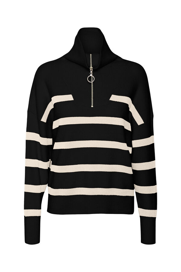 Vero Moda Camisola de mulher de manga comprida com fecho-&eacute;clair Preto