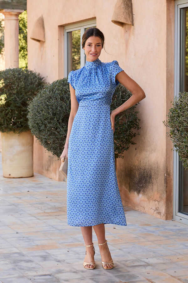 Pol&iacute;n Et Moi Vestido com gola Paola Azul