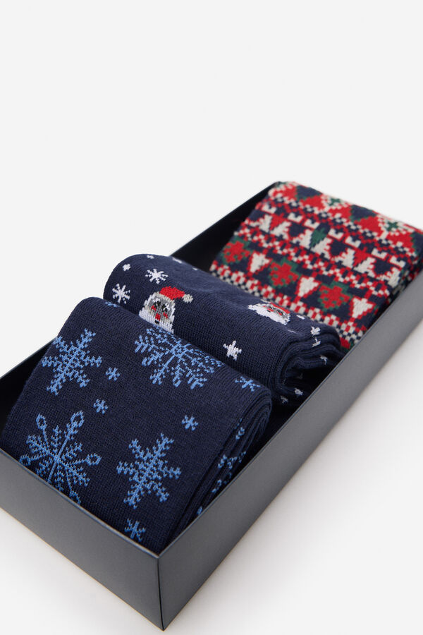 Cortefiel Caja 3 Calcetines regalo Azul marino