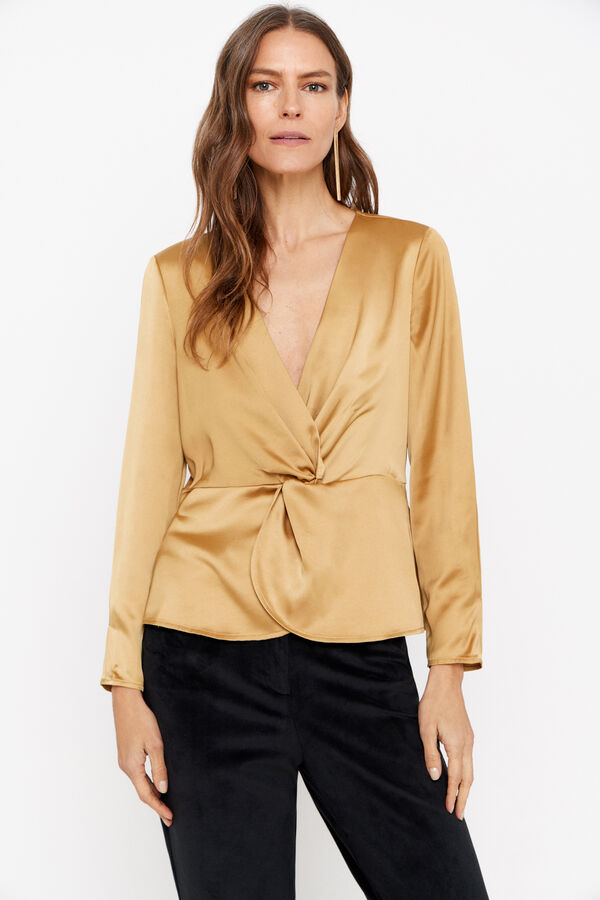 Cortefiel Blusa dorada Amarillo