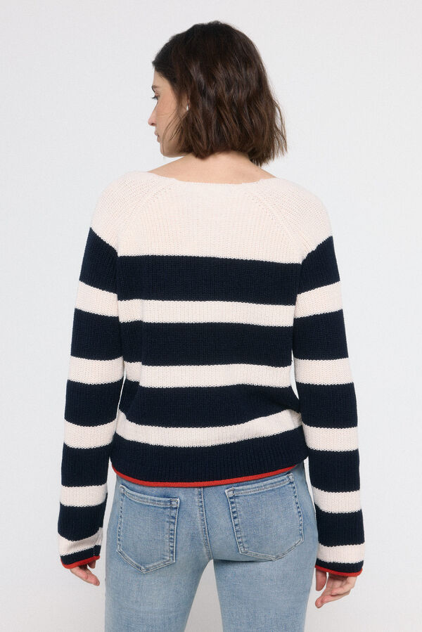 Vero Moda Jersey de rayas cuello pico Azul marino