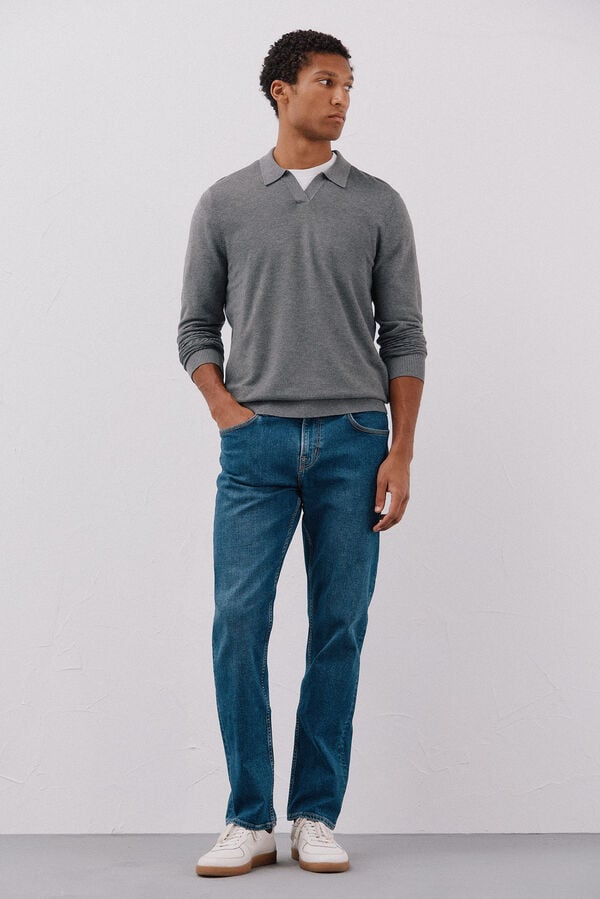 Cortefiel Jersey punto fino Gris