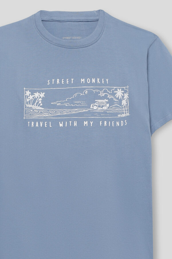 Street Monkey Camiseta manga curta da moda Azul