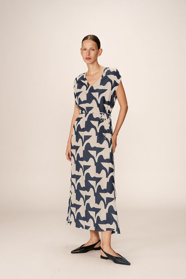 Grace & Mila Vestido longo com estampado geom&eacute;trica Azul