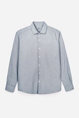 OOTO Camisa algodón lino manga larga Azul