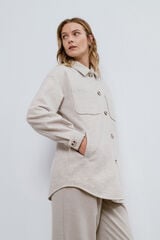 Vila Chaqueta camisera abotonada Beige