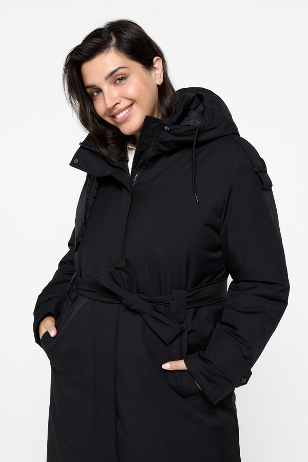 Vero Moda Curve Abrigo largo con capucha talla grande Negro