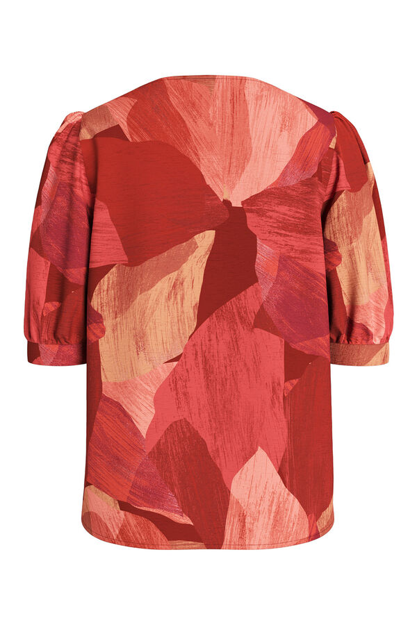 Vila Blusa manga 2/4 com viscose Vermelho