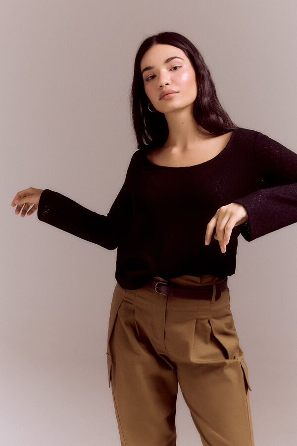 Slowlove Top com tecido estruturado Preto