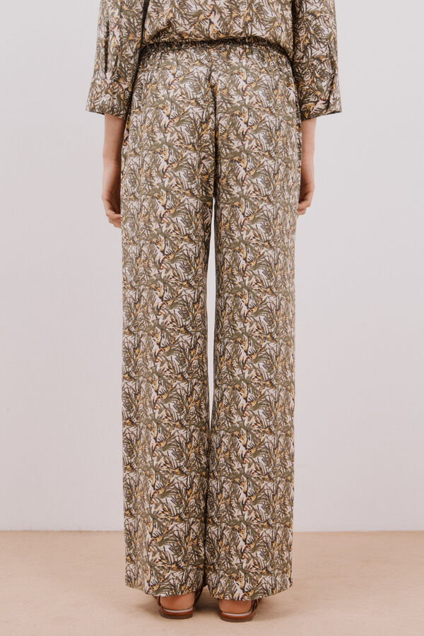 Cortefiel Pantal&oacute;n lino estampado Estampado verde