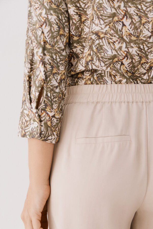 Cortefiel Pantal&oacute;n de tencel Castanho