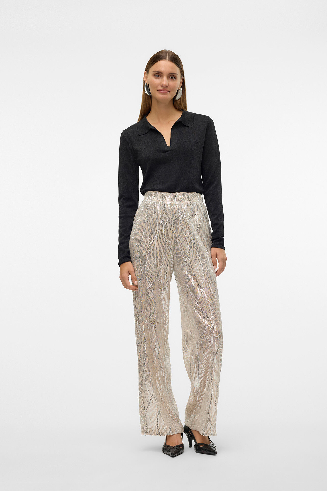 Vero Moda Pantal&oacute;n recto lentejuelas