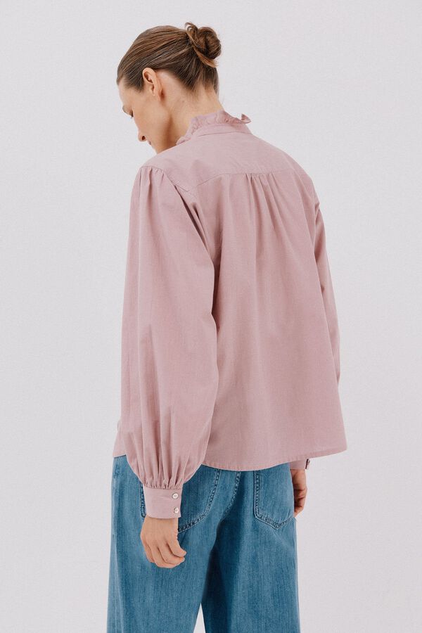 Cortefiel Blusa rayas cuello volantes Rosa