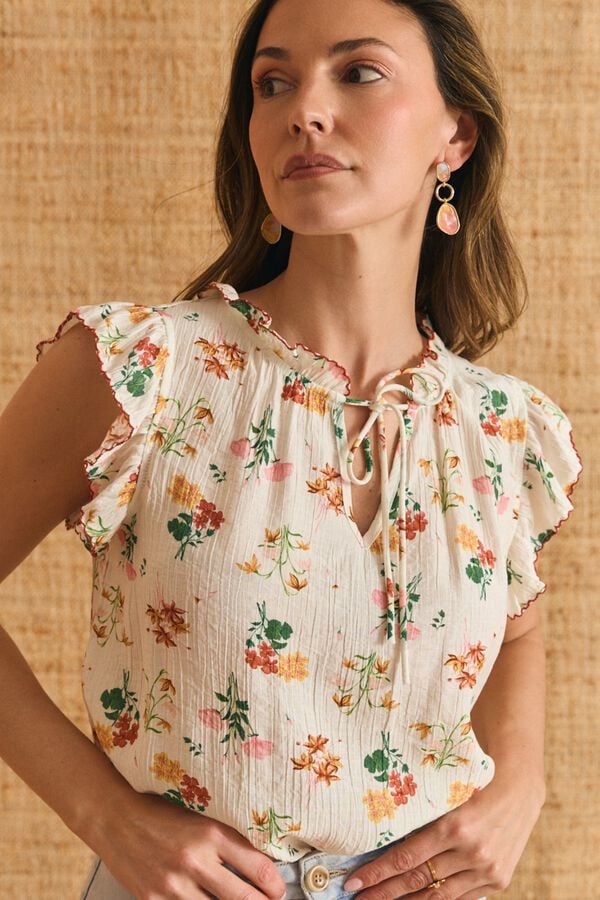 Pol&iacute;n Et Moi Camisa de flores Liana Impress&atilde;o