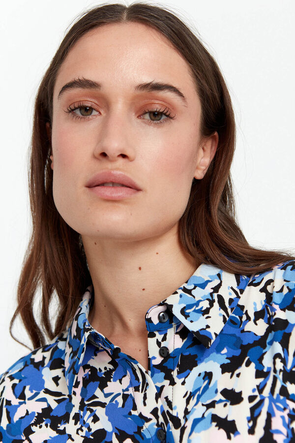 Vero Moda Vestido camiseiro manga comprida Azul