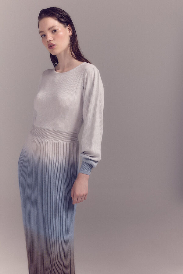 Slowlove Vestido lurex plisado Marfil