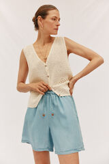 Cortefiel Bermuda fluida Tencel Azul