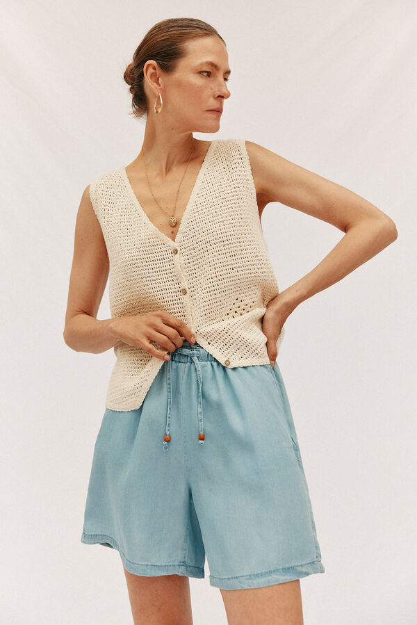 Cortefiel Bermuda fluida Tencel Azul