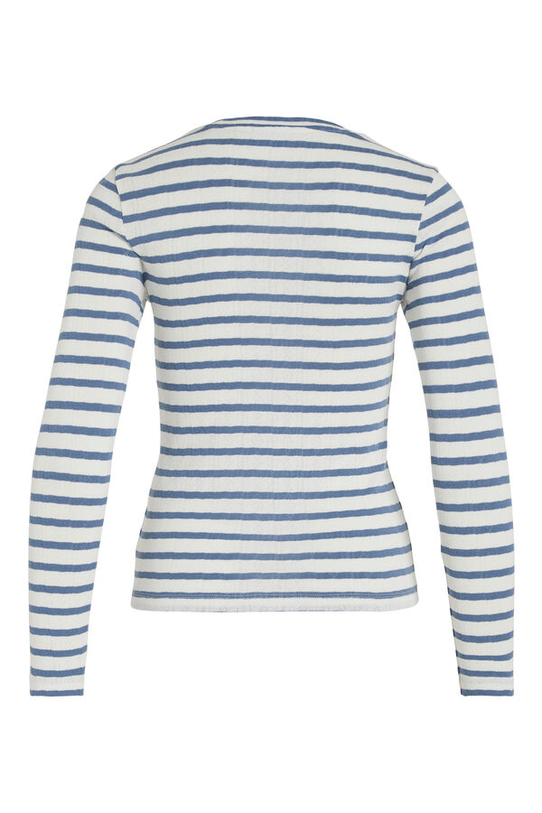 Vila Top de malha pointelle fina de manga comprida  Branco