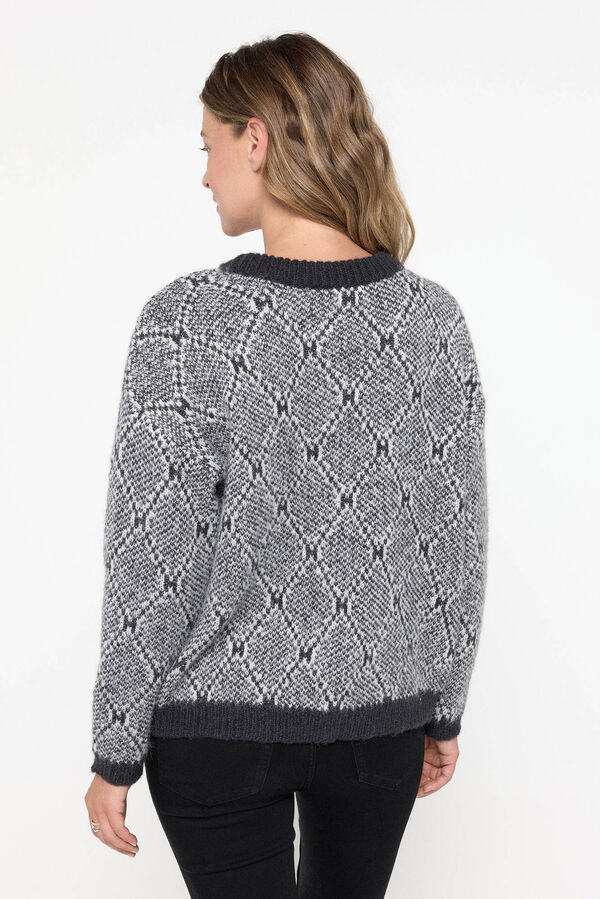 Vero Moda Chaqueta estampada de cuello pico Gris oscuro