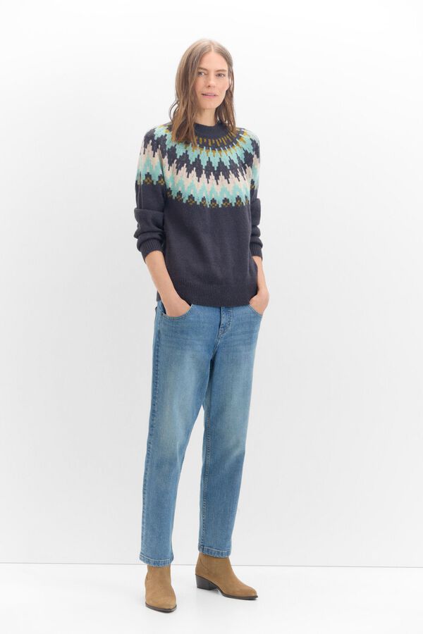 Cortefiel Jersey jacquard posicional Azul marino