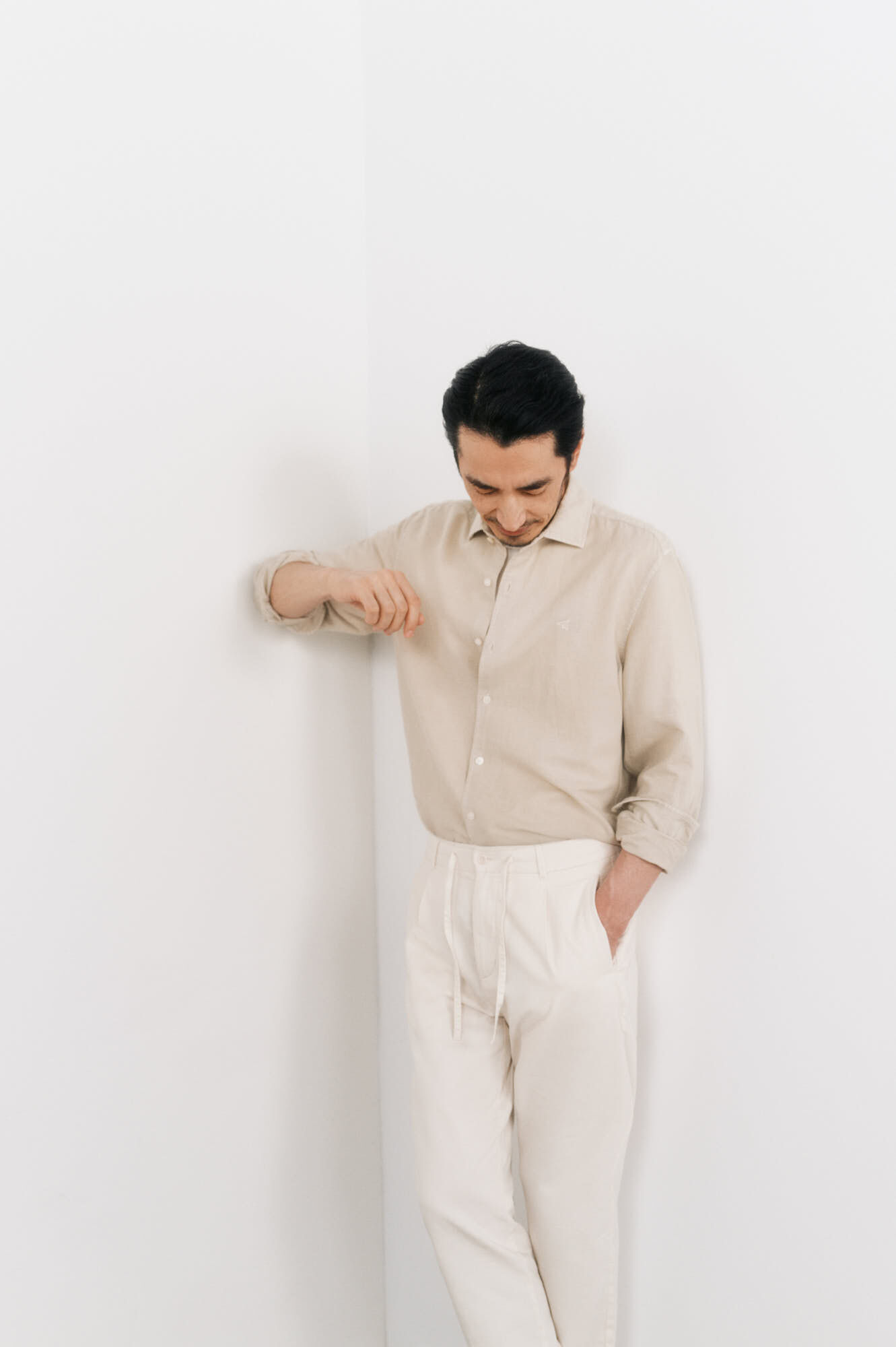 OOTO Camisa algod&atilde;o linho manga comprida