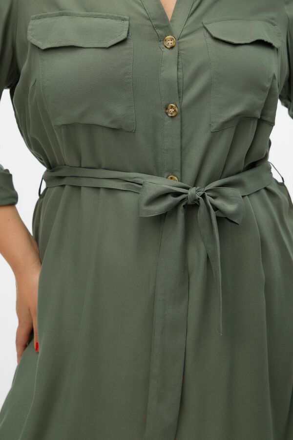 Vero Moda Curve Vestido curto camiseiro cintura subida Verde