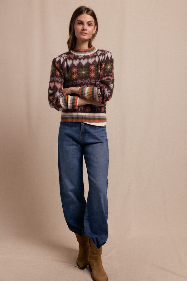 Slowlove Jersey grecas Estampado marr&oacute;n