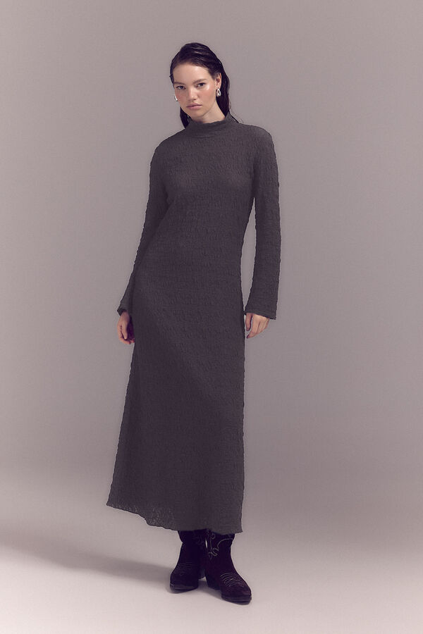 Slowlove Vestido punto estructura Gris