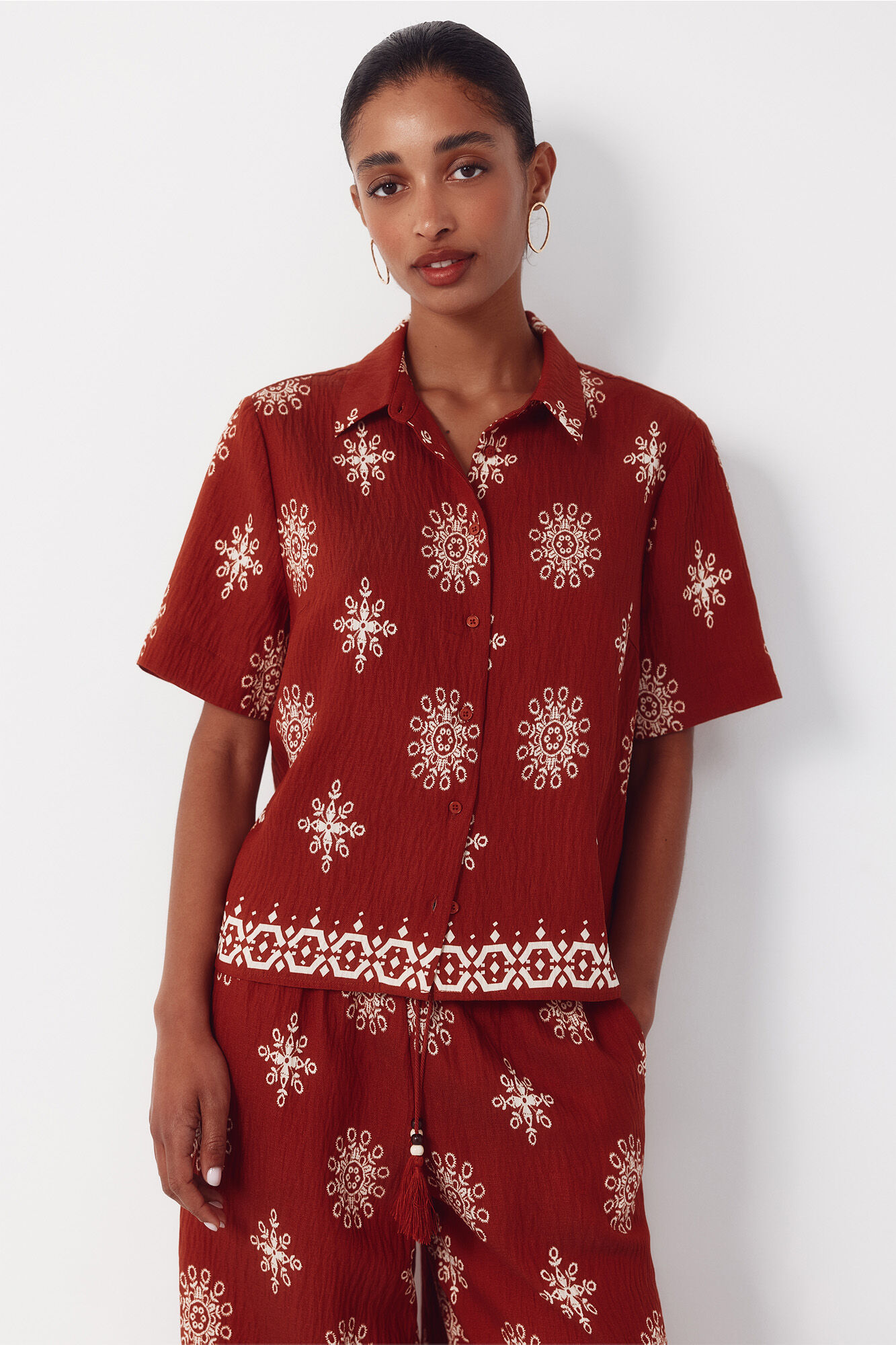 Cortefiel Camisa manga curta estampada