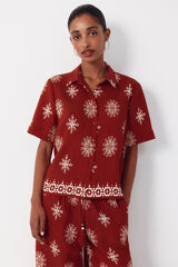 Cortefiel Camisa manga curta estampada Vermelho
