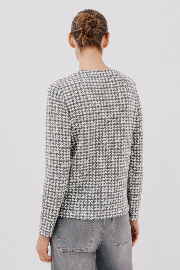 Cortefiel Camiseta caja botones Estampado verde