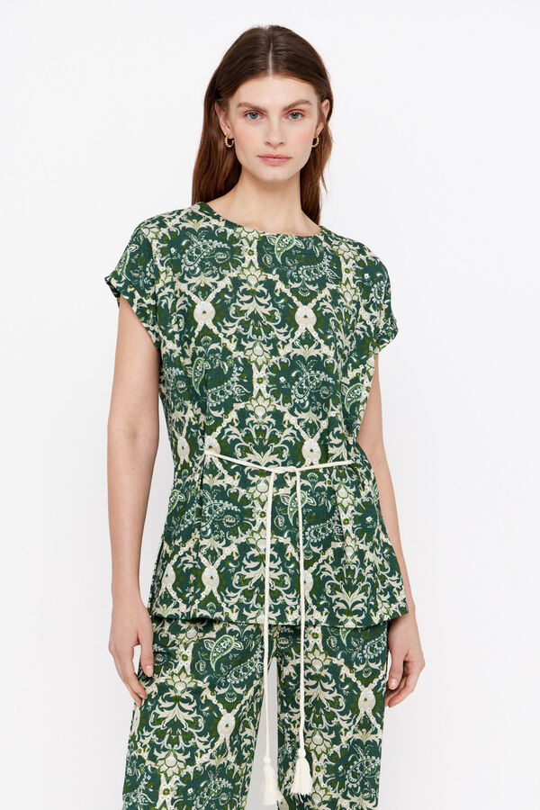 Cortefiel Top estampado cord&oacute;n Estampado verde